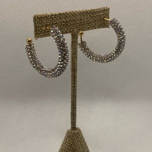 ⭐ 3/$18 ⭐ White Diamond CZ Rhinestone Gold Hoop Earrings ~ NEW